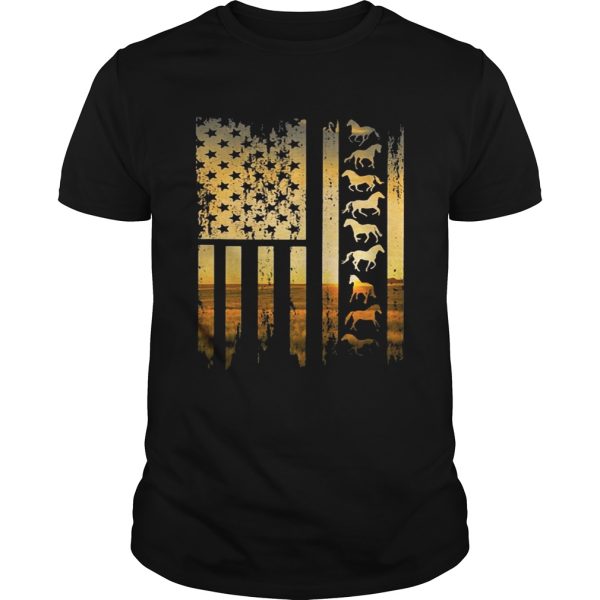 Horse flag america sunset shirt