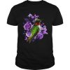 Hummingbird and purple rose flower shirt