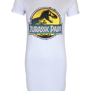 Jurassic Park DNA Logo Ladies White T-Shirt Dress