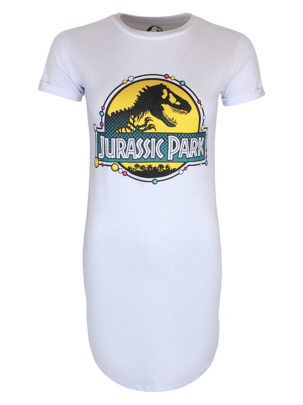 Jurassic Park DNA Logo Ladies White T-Shirt Dress