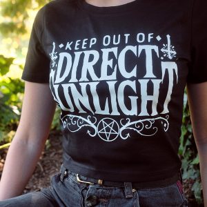 Keep Out Of Direct Sunlight Ladies Black Crop Top 3