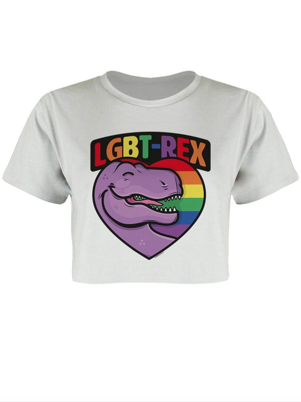 LGBT-Rex White Boxy Crop Top