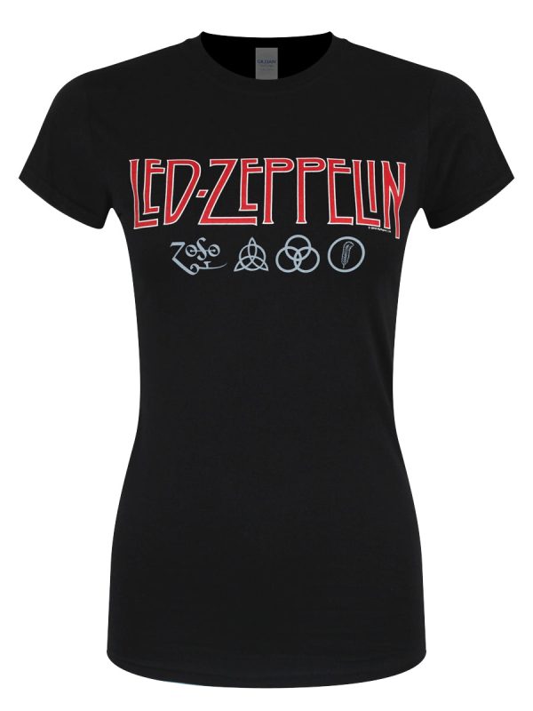 Led Zeppelin Logo and Symbol Ladies Black T-Shirt