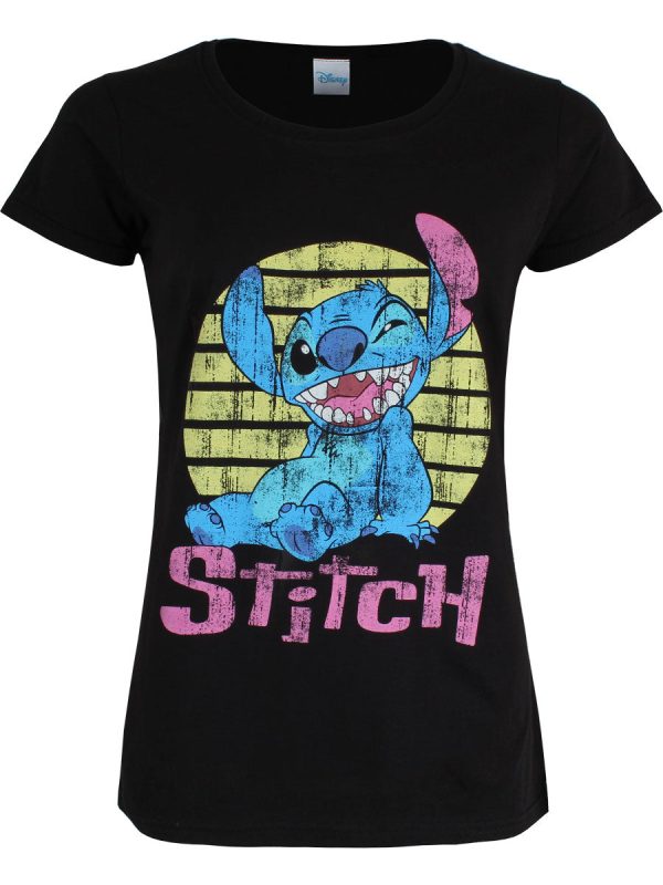 Lilo & Stitch Vintage Stitch Ladies Black T-Shirt