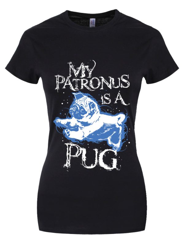 My Patronus Is A Pug Ladies Black T-Shirt