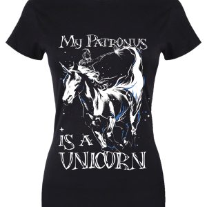 My Patronus Is A Unicorn Ladies Black T-Shirt