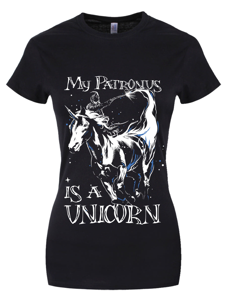 My Patronus Is A Unicorn Ladies Black T-Shirt