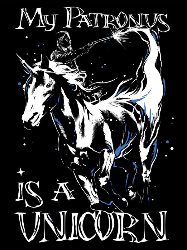 My Patronus Is A Unicorn Ladies Black T-Shirt