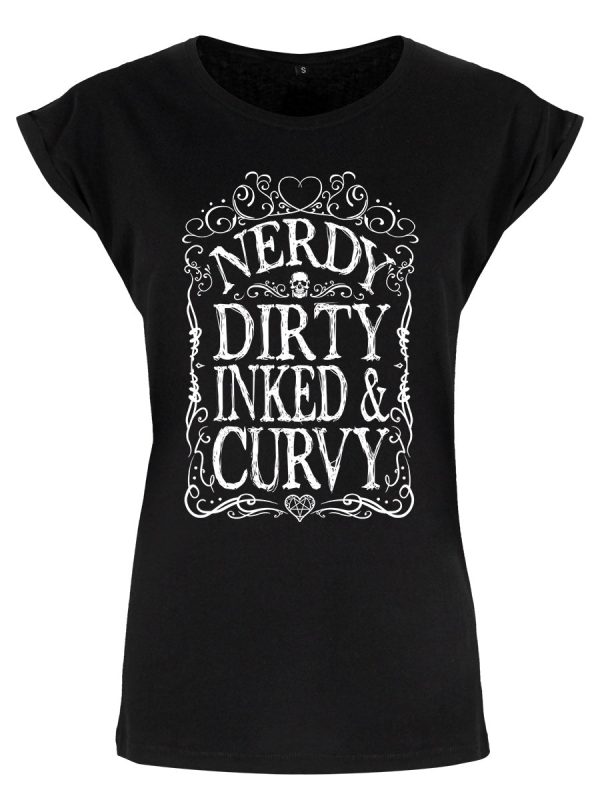 Nerdy Dirty Inked & Curvy Ladies Premium Black T-Shirt