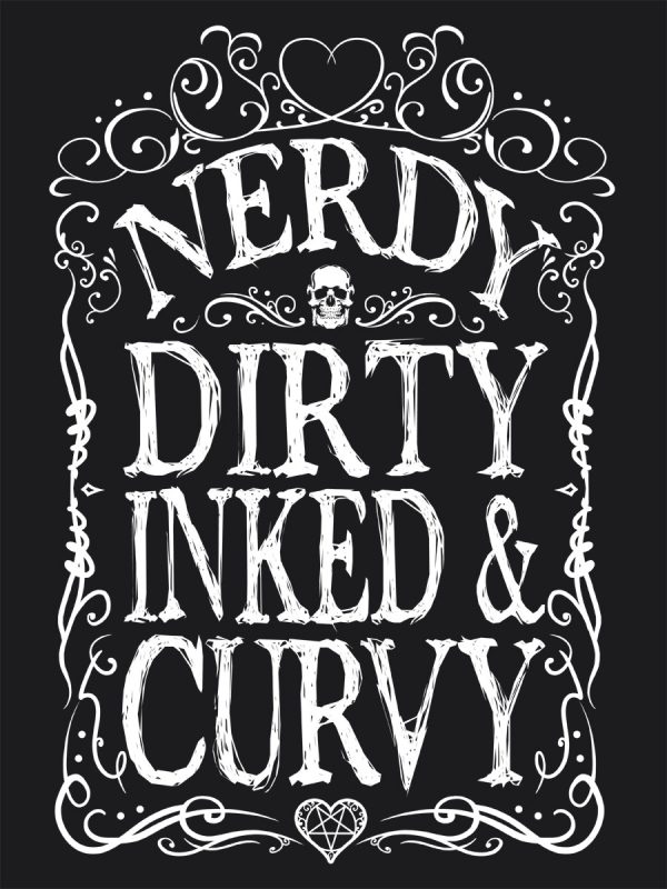 Nerdy Dirty Inked & Curvy Ladies Premium Black T-Shirt