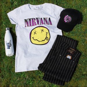 Nirvana Xerox Happy Face Ladies Heather Grey T Shirt 3