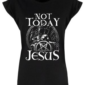 Not Today Jesus Ladies Premium Black T-Shirt
