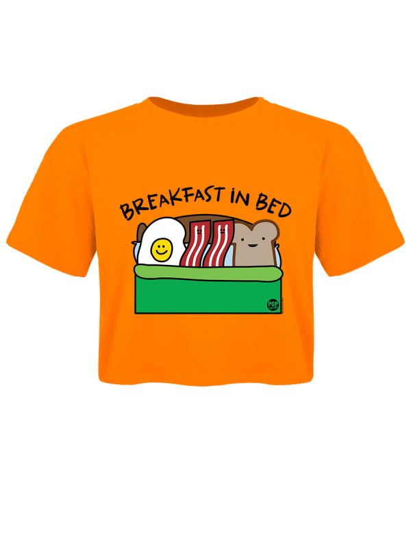 Pop Factory Breakfast In Bed Ladies Orange Boxy Crop Top