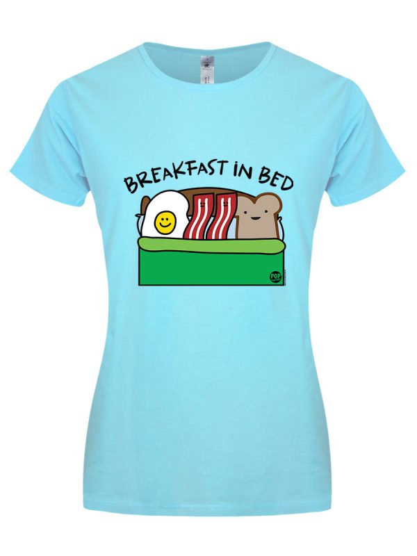 Pop Factory Breakfast In Bed Ladies Turquoise T-Shirt