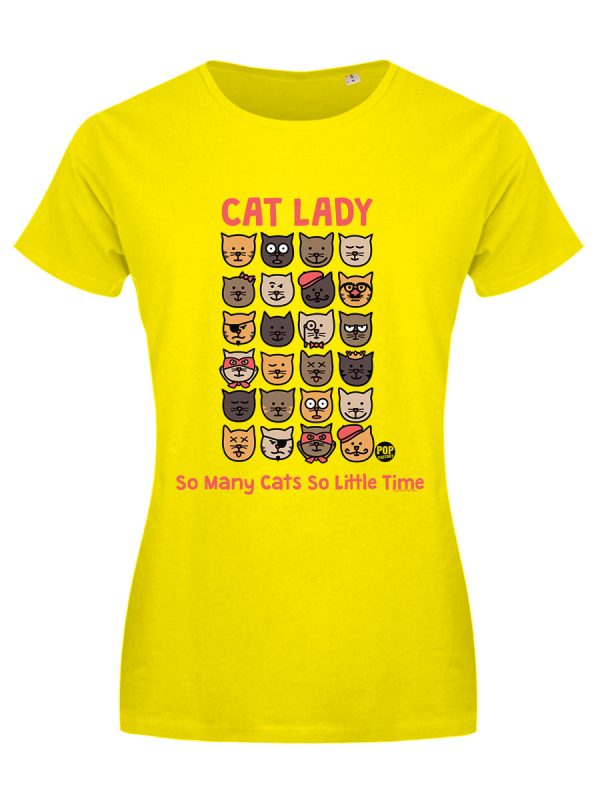 Pop Factory Cat Lady Ladies Yellow T-Shirt