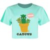 Pop Factory Catcus Ladies Peppermint Boxy Crop Top