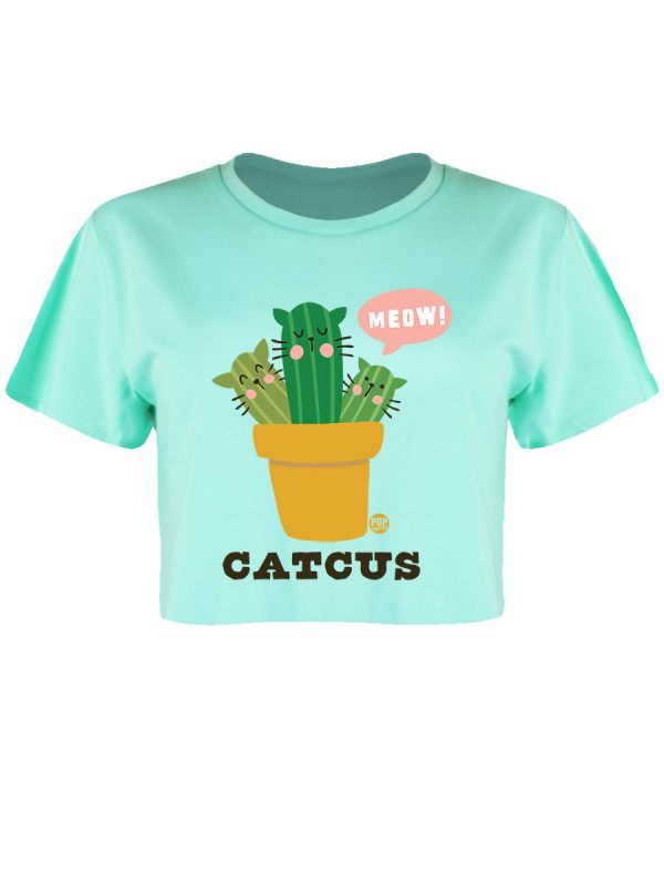 Pop Factory Catcus Ladies Peppermint Boxy Crop Top