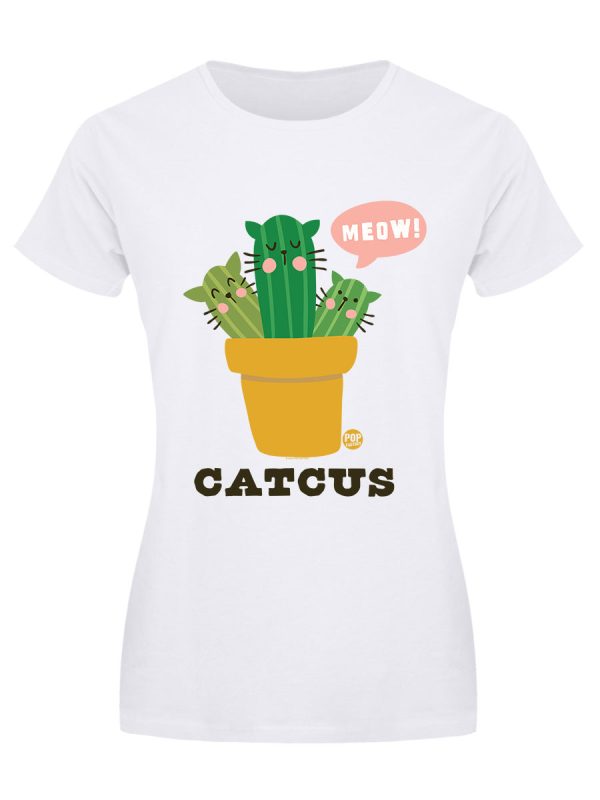 Pop Factory Catcus Ladies White T-Shirt