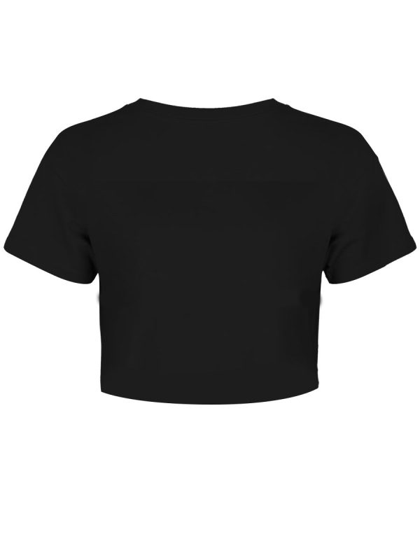 Pop Factory Cats Give Zero Fucks Ladies Black Boxy Crop Top