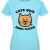 Pop Factory Cats Give Zero Fucks Ladies Turquoise T-Shirt