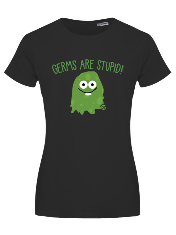 Pop Factory Germs Are Stupid Ladies Black T-Shirt