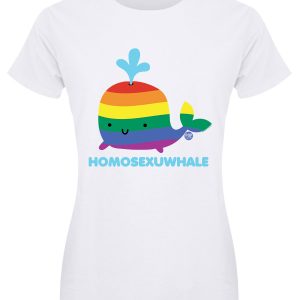 Pop Factory Homosexuwhale Ladies White T-Shirt