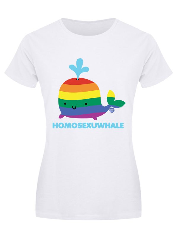 Pop Factory Homosexuwhale Ladies White T-Shirt