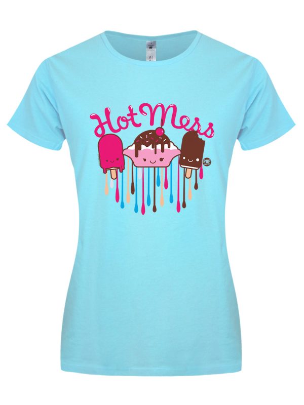 Pop Factory Hot Mess Ladies Turquoise T-Shirt