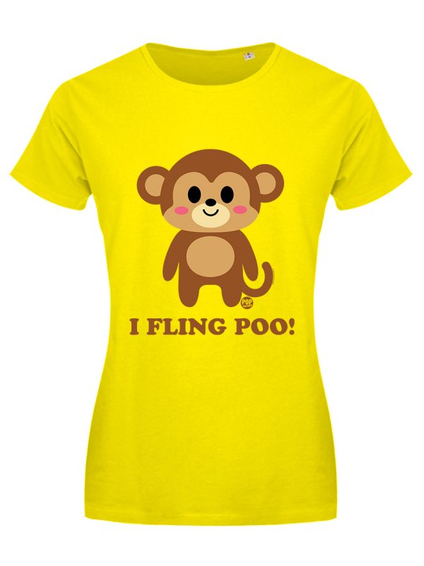 Pop Factory I Fling Poo! Ladies Yellow T-Shirt