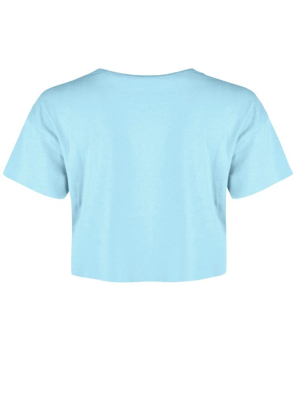 Pop Factory I Got A Latte Problems Ladies Sky Blue Boxy Crop Top