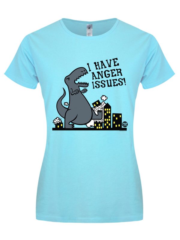 Pop Factory I Have Anger Issues Ladies Turquoise T-Shirt