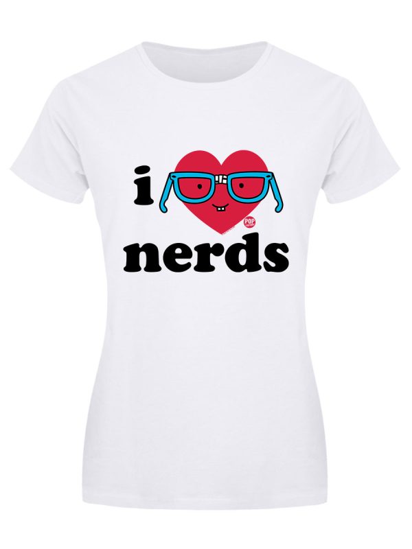 Pop Factory I Love Nerds Ladies White T-Shirt