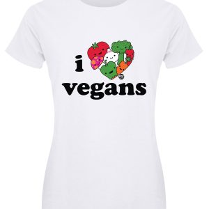 Pop Factory I Love Vegans Ladies White T-Shirt