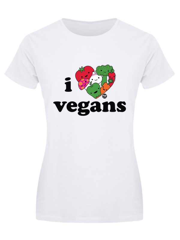 Pop Factory I Love Vegans Ladies White T-Shirt