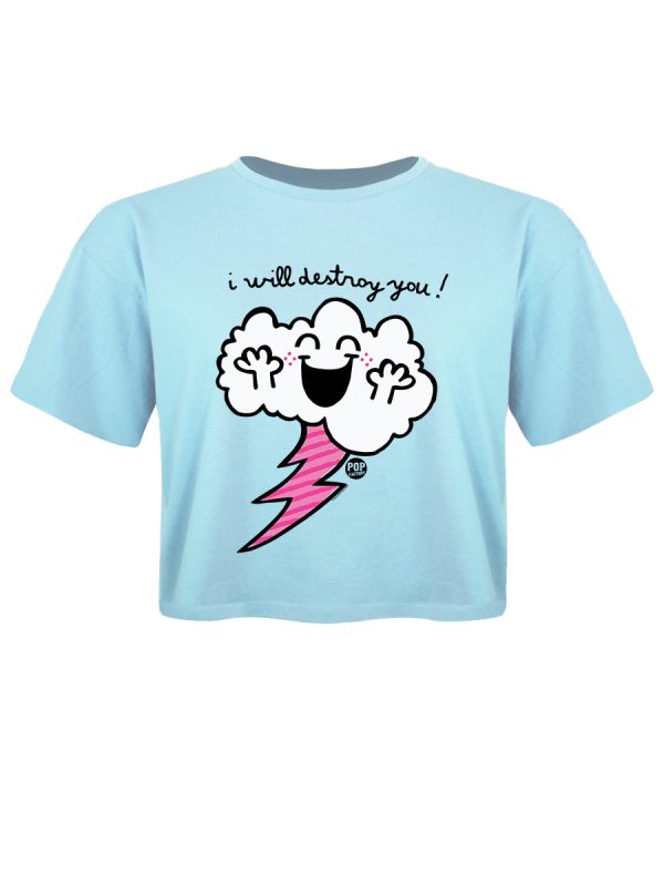 Pop Factory I Will Destroy You Ladies Sky Blue Crop Top