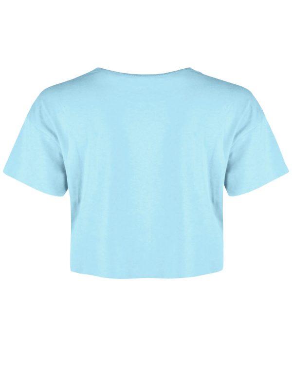 Pop Factory I Would Cuddle You So Hard Ladies Sky Blue Boxy Crop Top