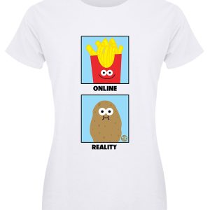 Pop Factory Online v Reality Ladies White T-Shirt