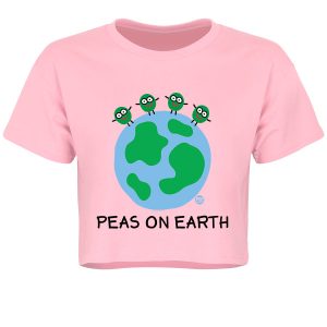 Pop Factory Peas On Earth Ladies Light Pink Boxy Crop Top 1