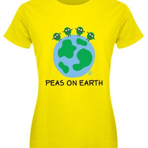 Pop Factory Peas On Earth Ladies Yellow T Shirt 1
