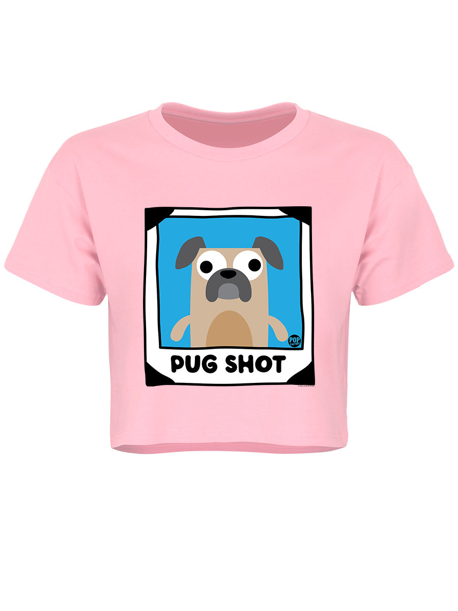 Pop Factory Pug Shot Ladies Light Pink Boxy Crop Top
