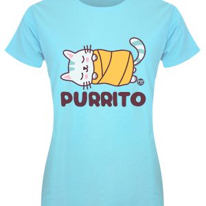 Pop Factory Purrito Ladies Turquoise T Shirt 1
