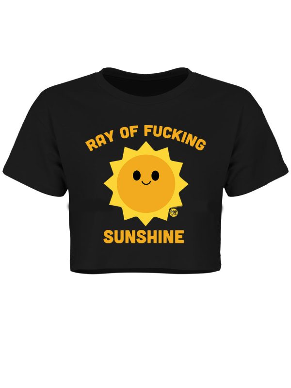 Pop Factory Ray of Fucking Sunshine Ladies Black Boxy Crop Top