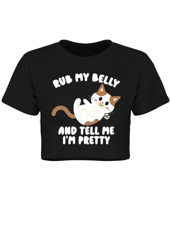 Pop Factory Rub My Belly And Tell Me I’m Pretty Ladies Black Boxy Crop Top