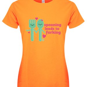 Pop Factory Spooning Leads To Forking Ladies Apricot T-Shirt