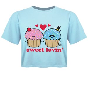 Pop Factory Sweet Lovin’ Ladies Sky Blue Boxy Crop Top