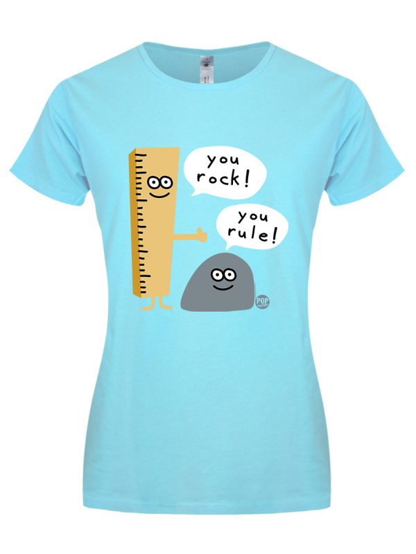 Pop Factory You Rock You Rule Ladies Turquoise T-Shirt