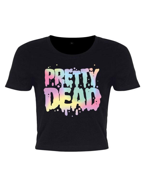 Pretty Dead Pastel Goth Black Crop Top