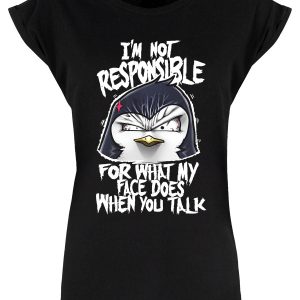 Psycho Penguin Not Responsible Ladies Premium Black T-Shirt