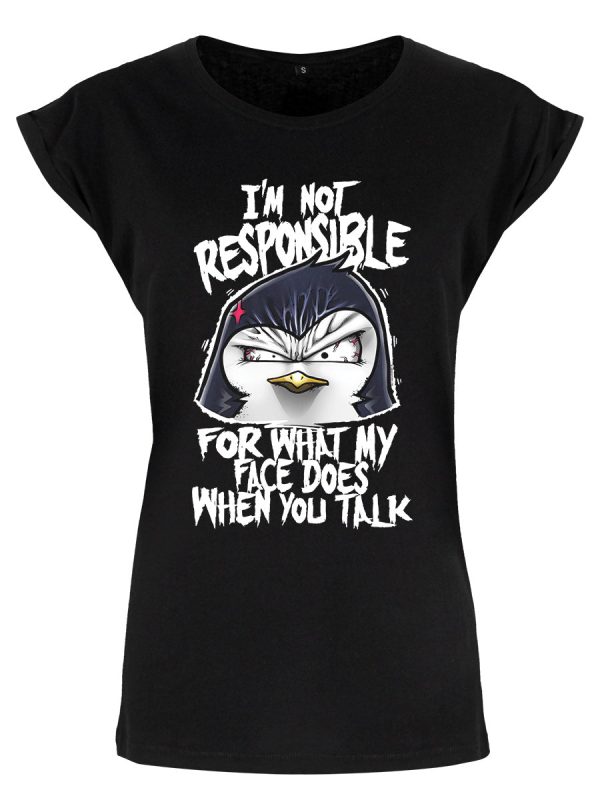 Psycho Penguin Not Responsible Ladies Premium Black T-Shirt