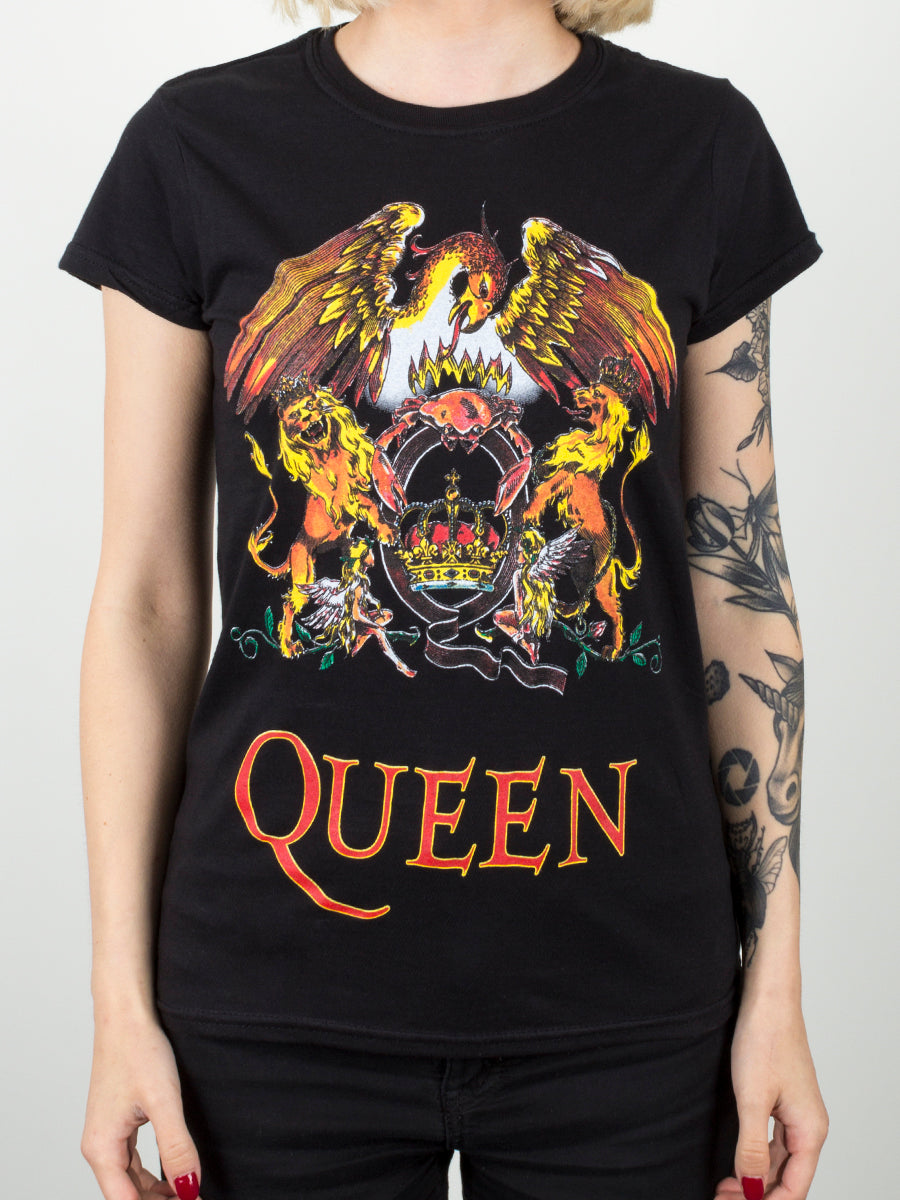 Queen Classic Crest ladies Black T-Shirt